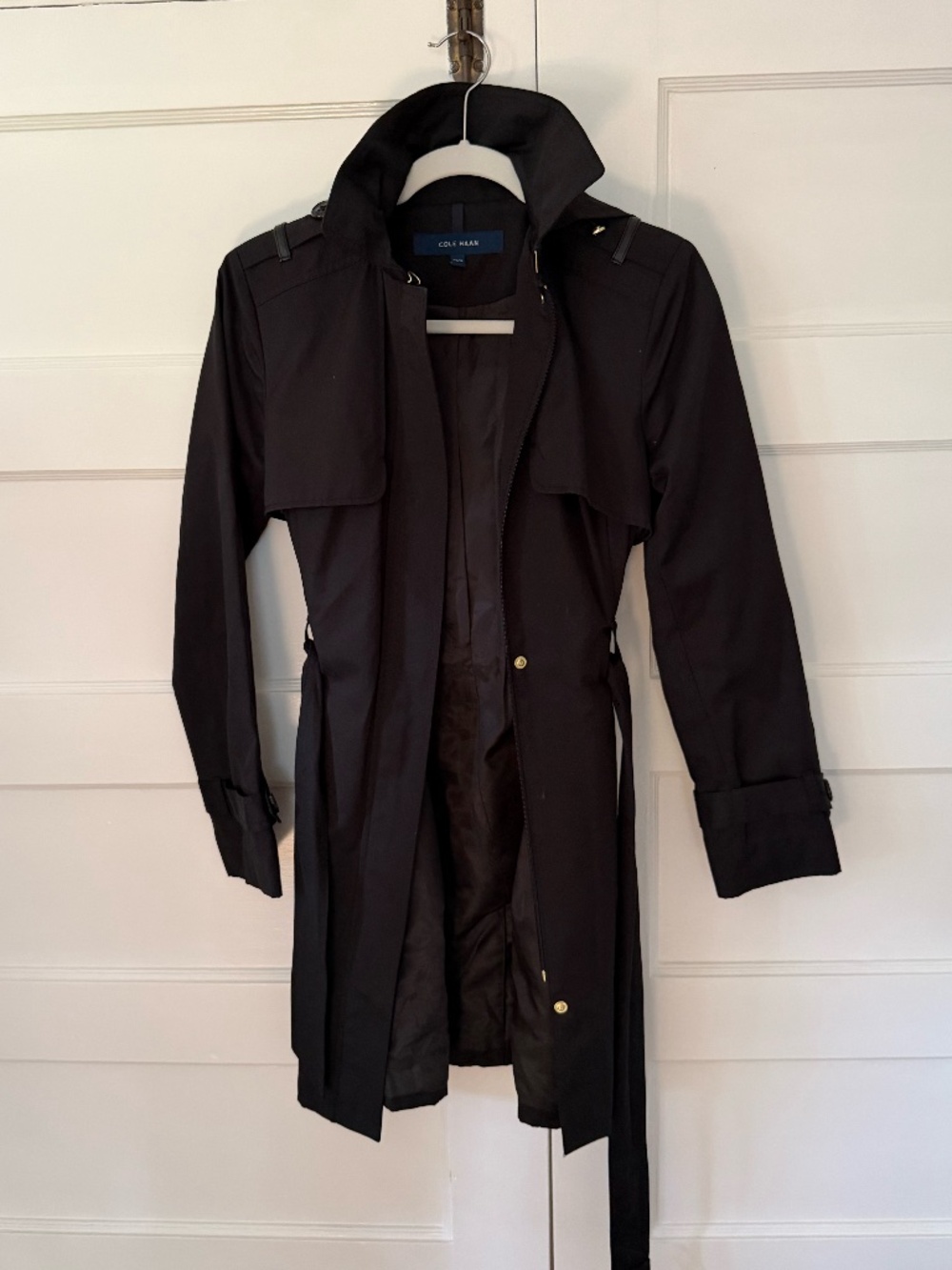 Cole Haan Black Belted Trench Coat – XS